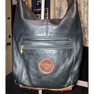 VALENTINA Genuine Leather Shoulder bag made in ITALY Black Pebbled Leather